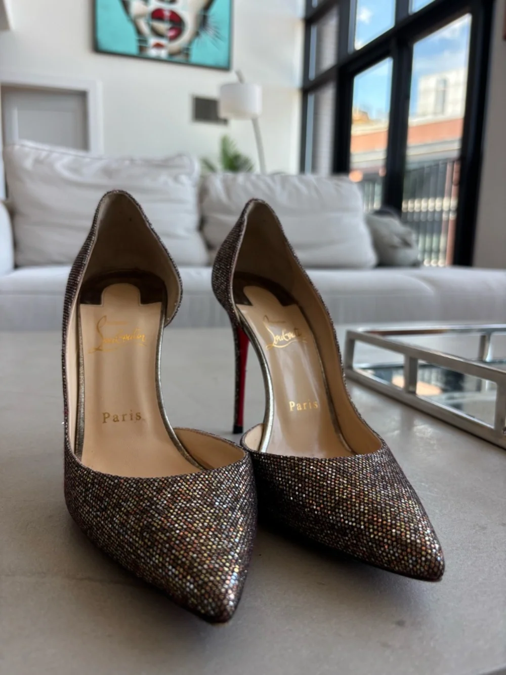Christian Louboutin Iriza Glitter Pumps Size 38 Authentic